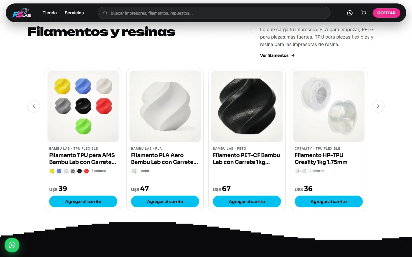 FSLab: Filamentos y resinas