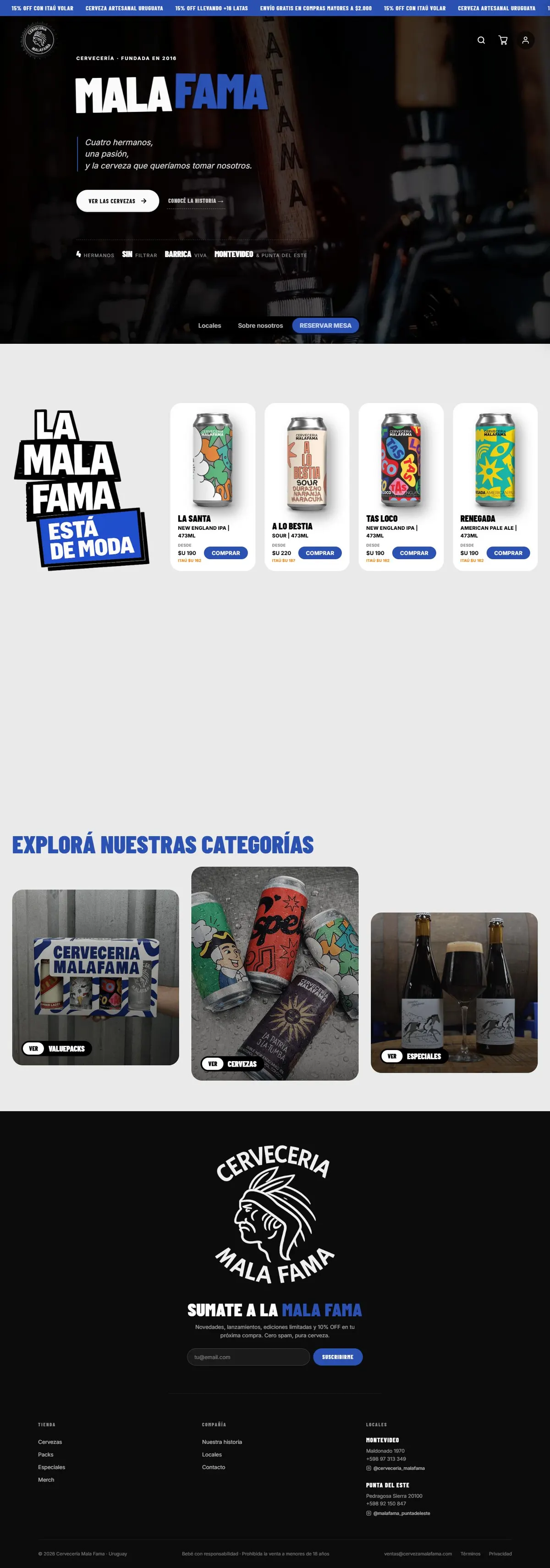 Página de inicio completa de Mala Fama